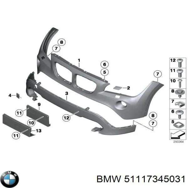 Передний бампер 51117345031 BMW