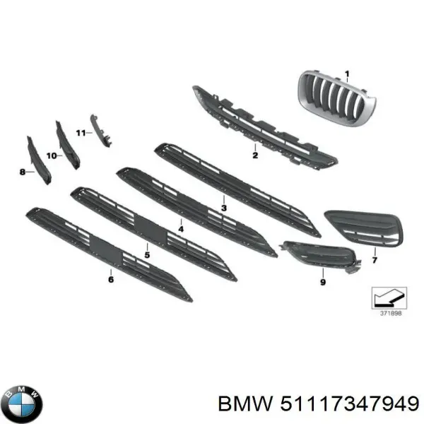 Накладка бампера переднего левая 51117347949 BMW