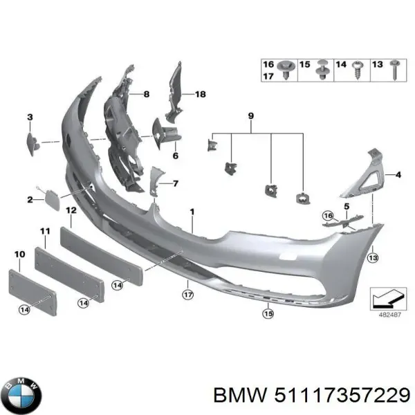 Кронштейн крепления противотуманной фары левой 51117357229 BMW