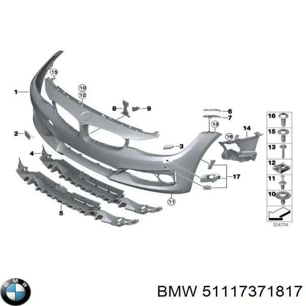 Передний бампер 51117371817 BMW