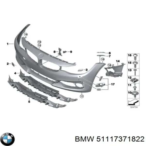 Передний бампер 51117371822 BMW