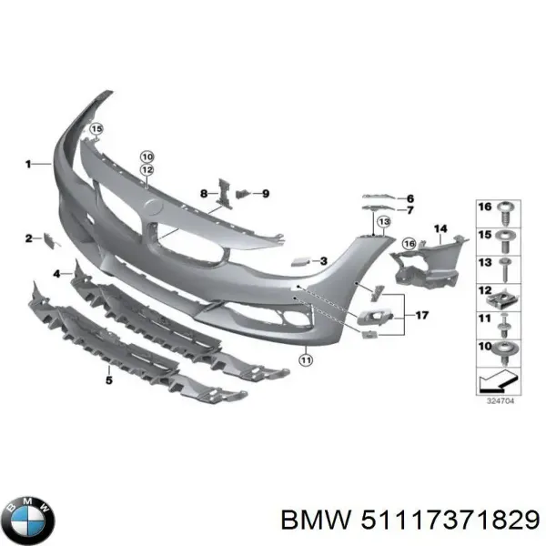 Передний бампер 51117371829 BMW
