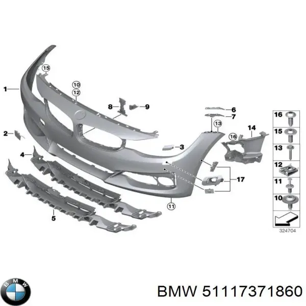 Передний бампер 51117371860 BMW
