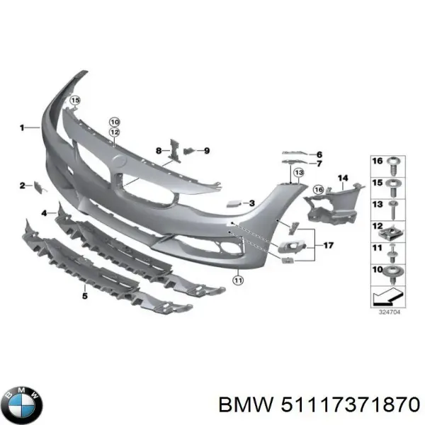 Передний бампер 51117371870 BMW