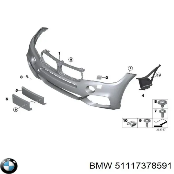 Заглушка буксировочного крюка 51117378591 BMW