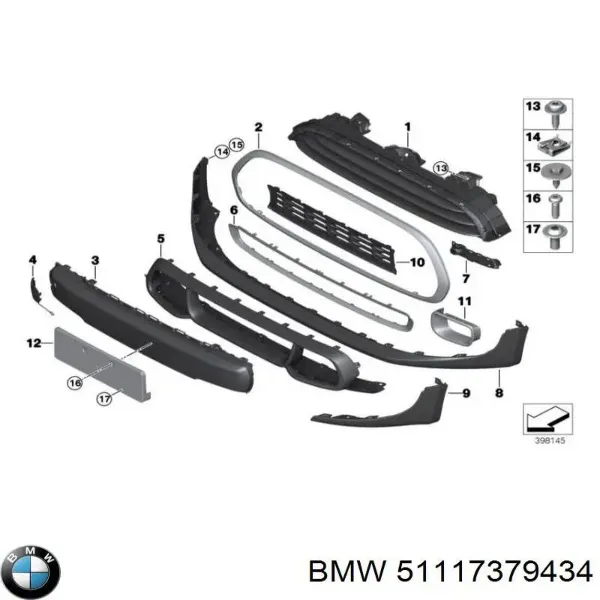 Накладка бампера переднего центральная 51117379434 BMW