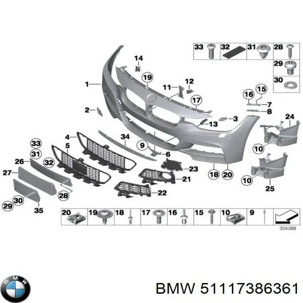 Кронштейн крепления противотуманной фары левой 51117386361 BMW