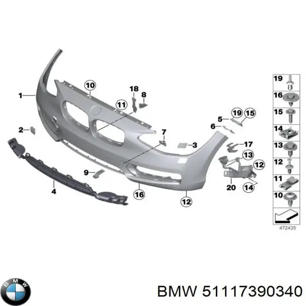 Передний бампер 51117390340 BMW