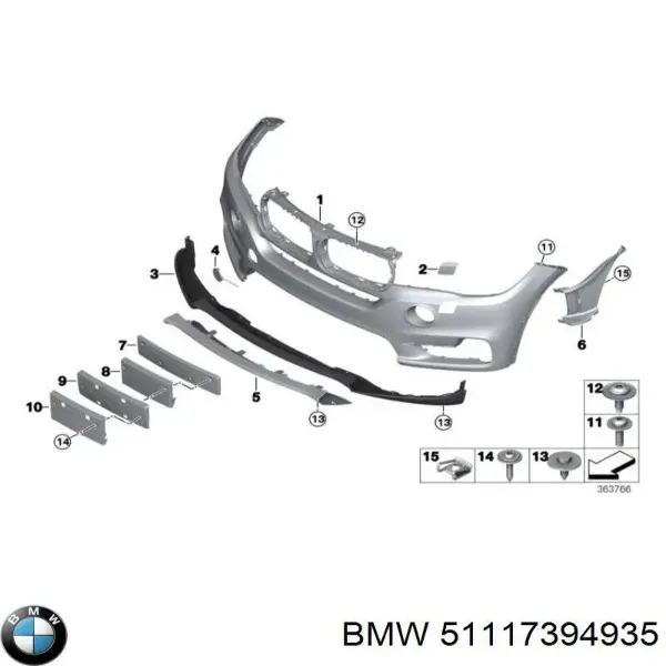 Передний бампер 51117394935 BMW