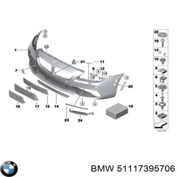 Передний бампер 51117395706 BMW