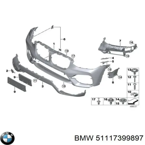 Заглушка буксировочного крюка 51117399897 BMW