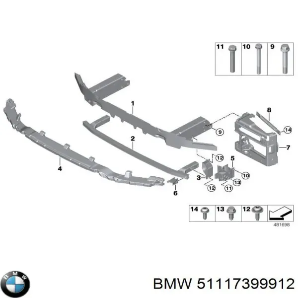 Усилитель переднего бампера 51117399912 BMW