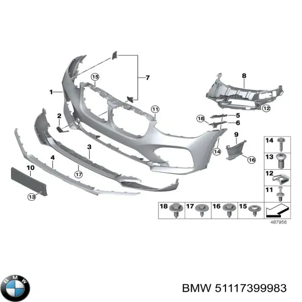 Направляющая переднего бампера 51117399983 BMW