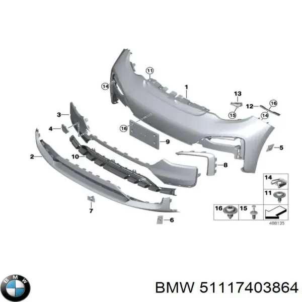 Заглушка буксировочного крюка 51117403864 BMW