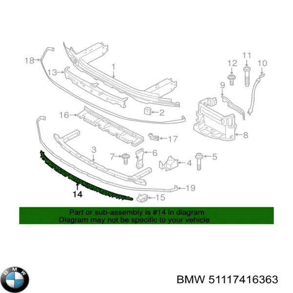 Абсорбер переднего бампера 51117416363 BMW