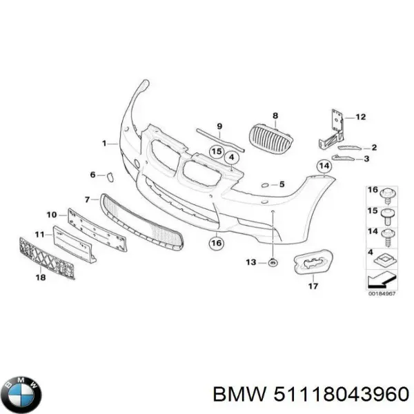 Передний бампер 51118043960 BMW