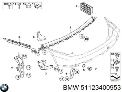 Кронштейн бампера заднего внешний левый BMW 51123400953