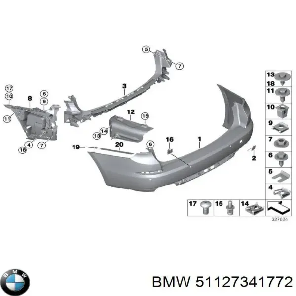 Задний бампер 51127341772 BMW
