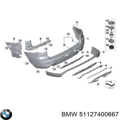 Направляющая заднего бампера левая BMW 51127400667