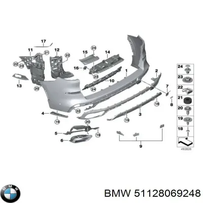 Кронштейн бампера заднего внешний правый BMW 51128069248