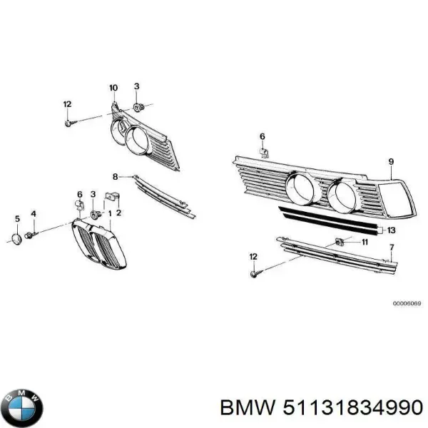 Решетка радиатора правая BMW 3 E21