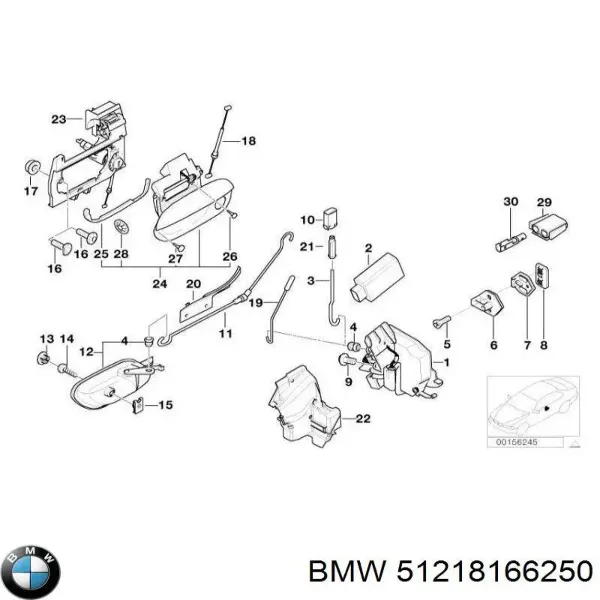 Замок передней правой двери BMW 5 E39