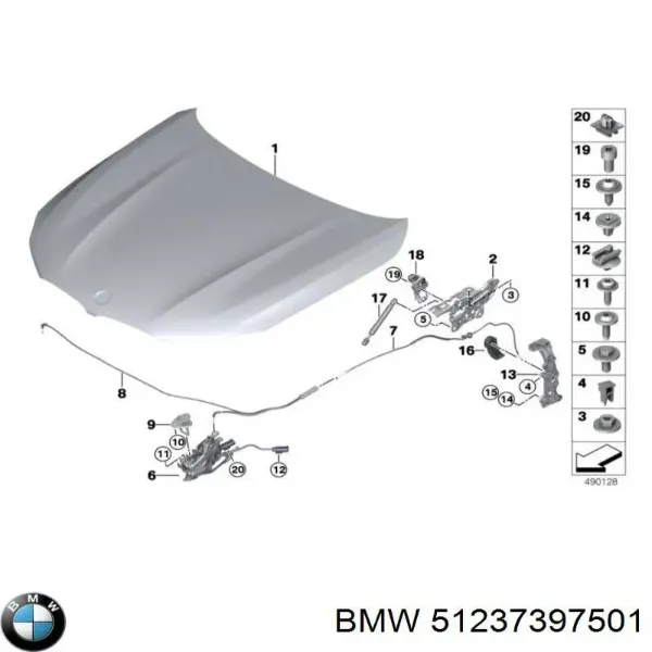 Трос открывания капота задний 7105180 Autotechteile