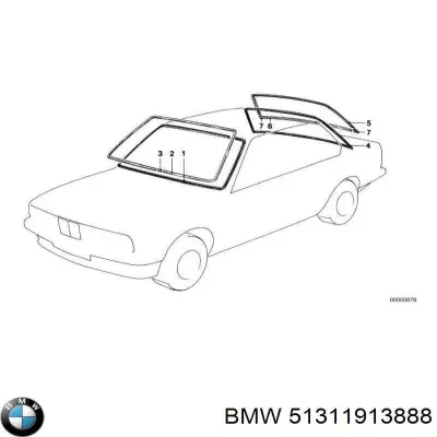 Уплотнитель заднего стекла BMW 51311913888