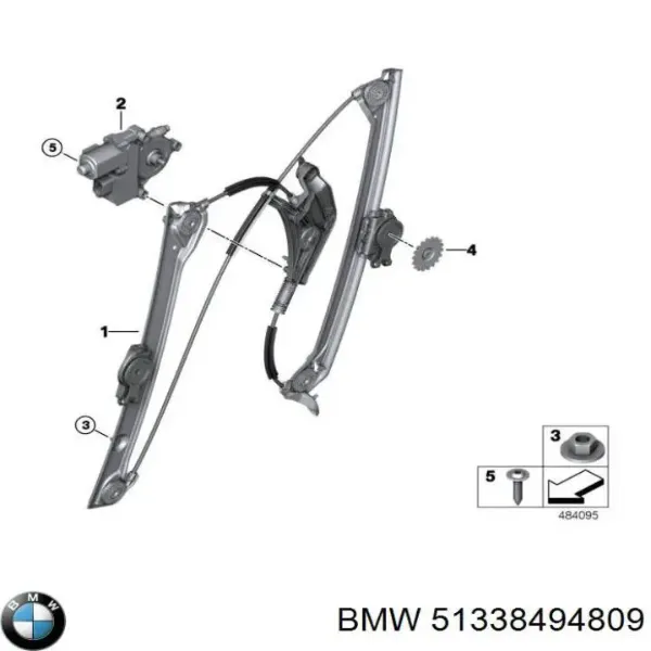 Стеклоподъемник передней левой двери 51338494809 BMW