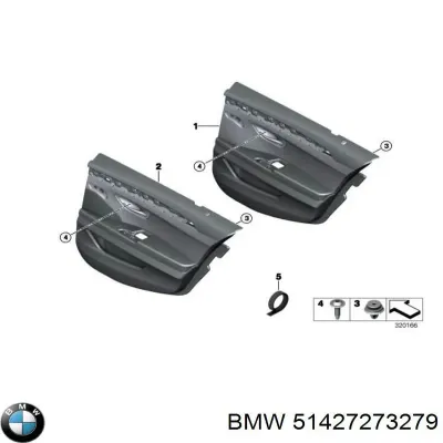 Обшивка (облицовка) внутренняя двери задней левой BMW 51427273279