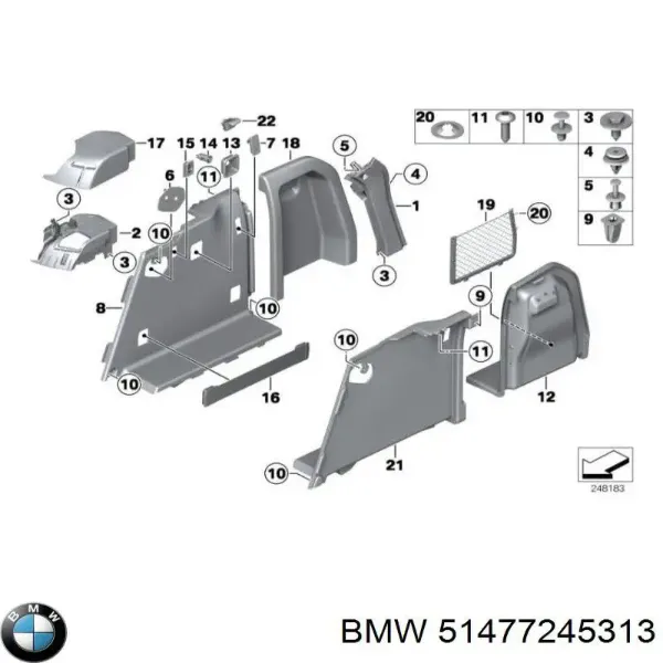 Облицовка багажного отсека левая 7245313 BMW