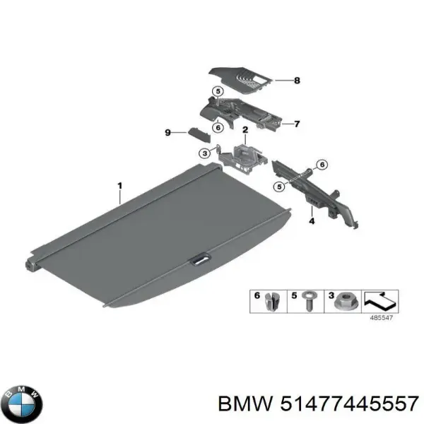 Шторка багажного отсека 7445557 BMW