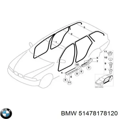 Накладка (молдинг) порога наружная передняя правая BMW 51478178120