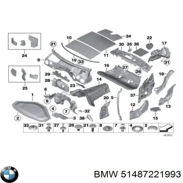 51487221993 BMW Шумка капота