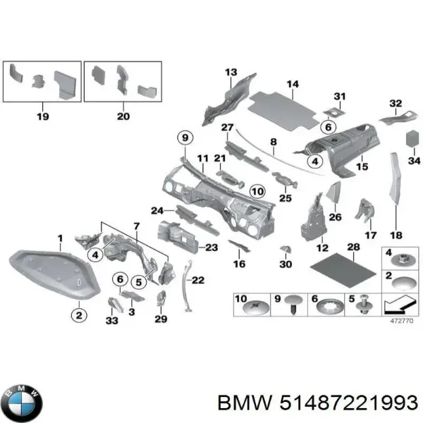 Обшивка капота BMW 51487221993 цена, от 27.90 USD