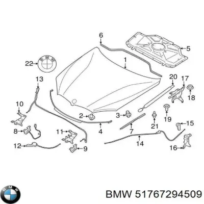Уплотнитель капота BMW 51767294509
