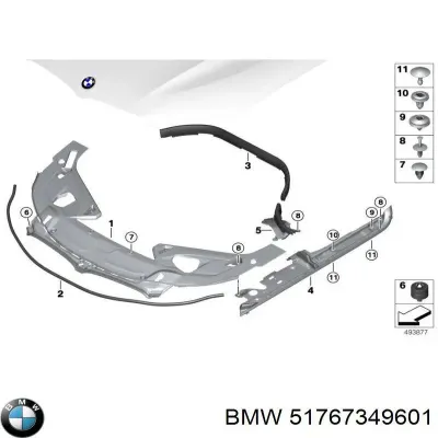 Уплотнитель капота BMW 51767349601