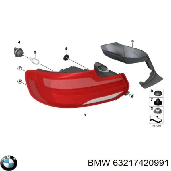 Фонарь задний левый 7420991 BMW