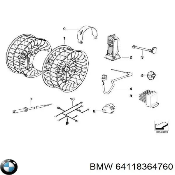 Привод заслонки печки 64118364760 BMW