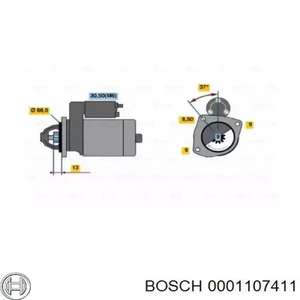 Стартер двигателя Bosch 0001107411