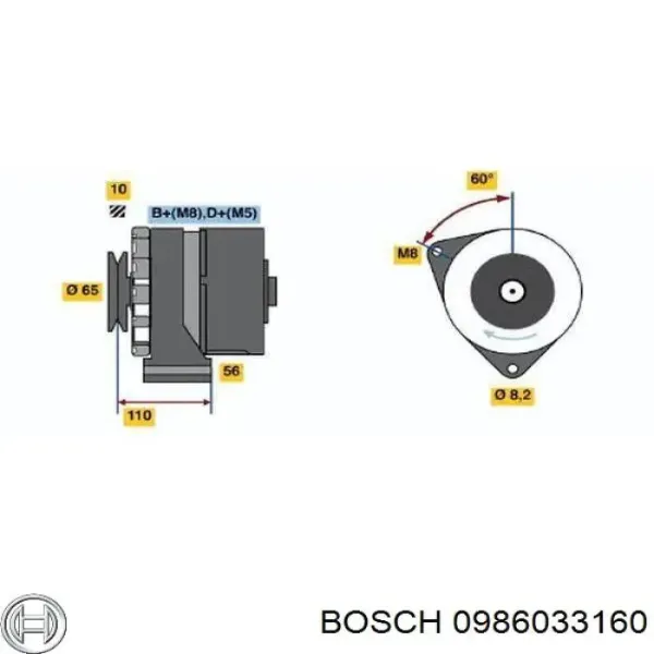 Генератор 0986033160 Bosch