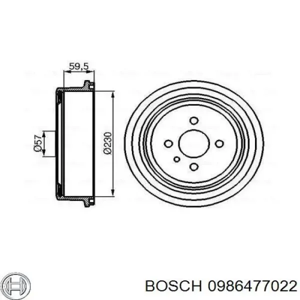 Тормозной барабан 0986477022 Bosch