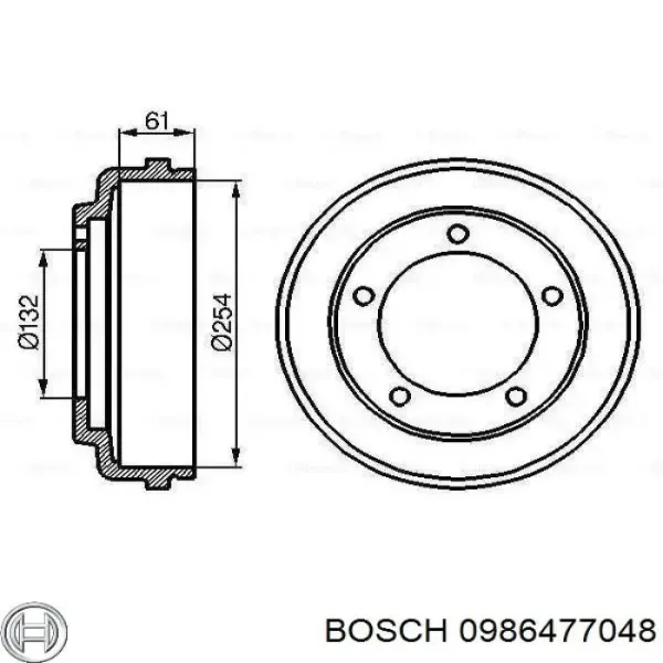 Тормозной барабан 0986477048 Bosch