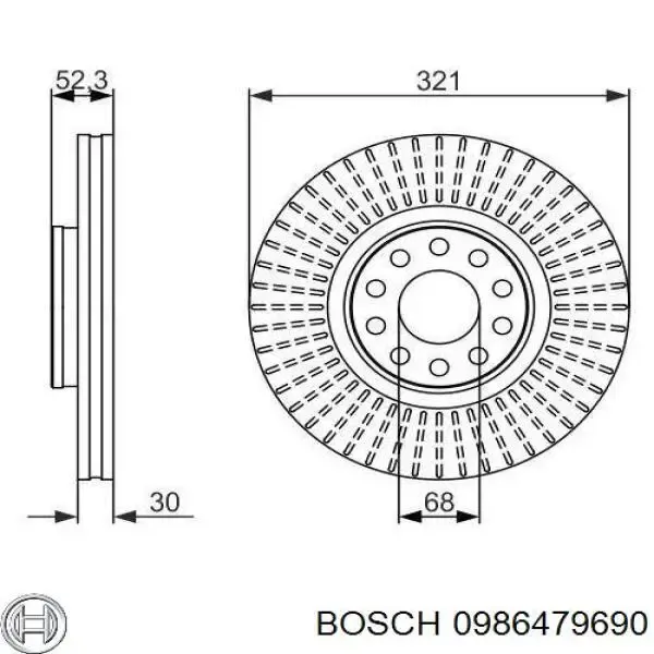 Передние тормозные диски 0986479690 Bosch