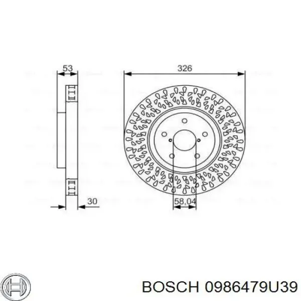 Передние тормозные диски 0986479U39 Bosch