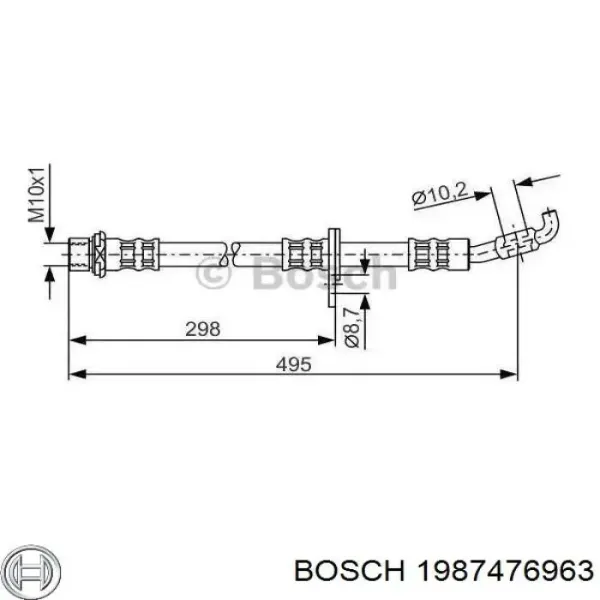 Шланг тормозной передний правый 1987476963 Bosch