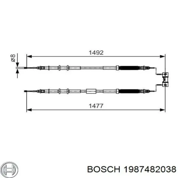 Задний трос ручника 1987482038 Bosch