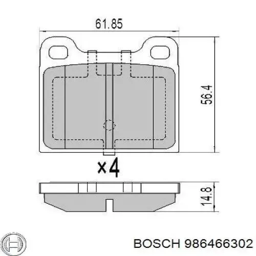 Задние тормозные колодки 986466302 Bosch