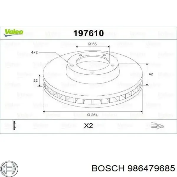 Передние тормозные диски 986479685 Bosch