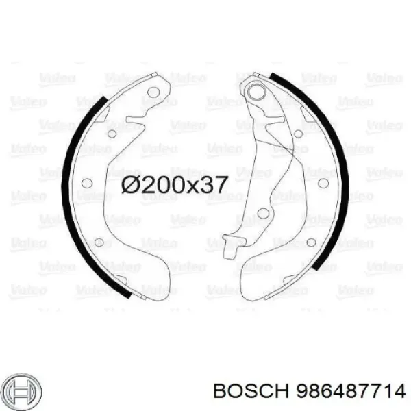 Задние барабанные колодки 986487714 Bosch